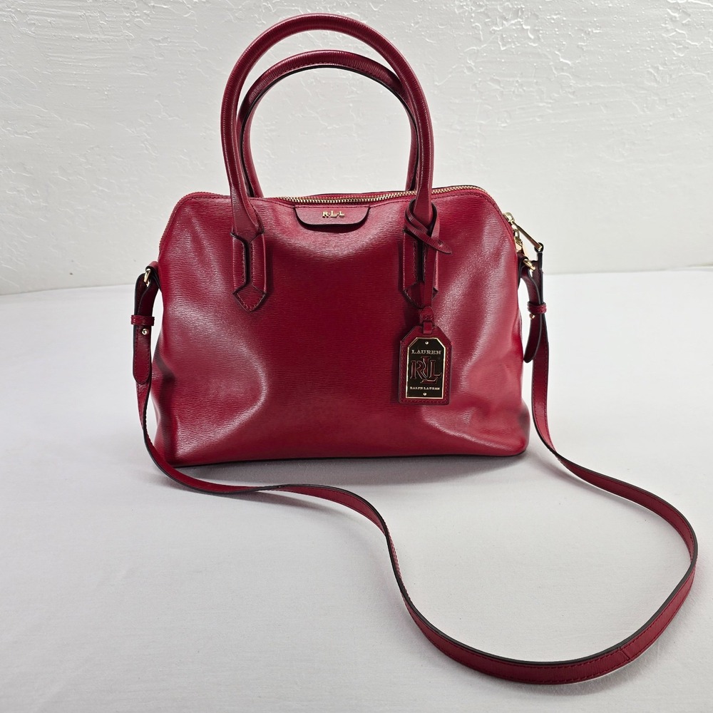 Lauren Ralph Lauren Satchel Women Medium Red Tate Dome Holiday Leather Crossbody